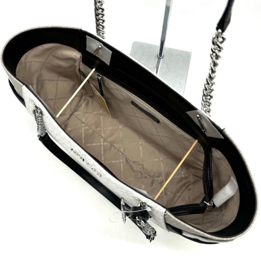 Michael Kors Large Jet Set Travel Chain Shoulder Bag Optic White Multi - Picture 9 of 11